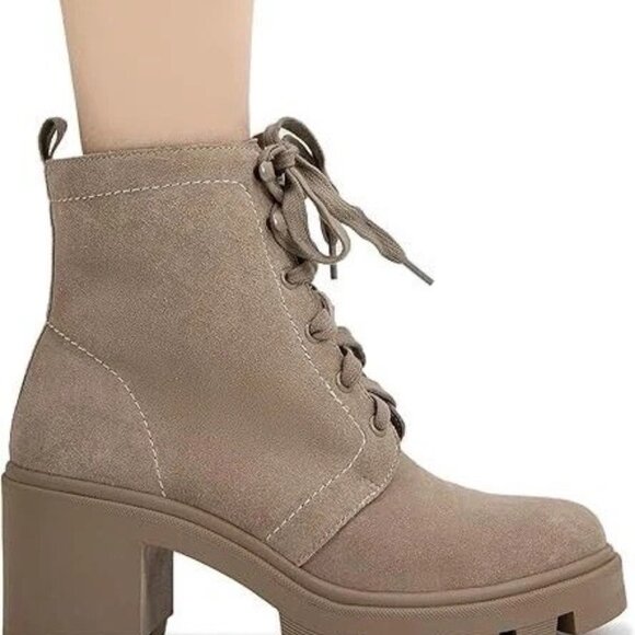 Splendid Women's Mady Combat Boot Ermine Taupe Size 8.5 - Picture 1 of 7